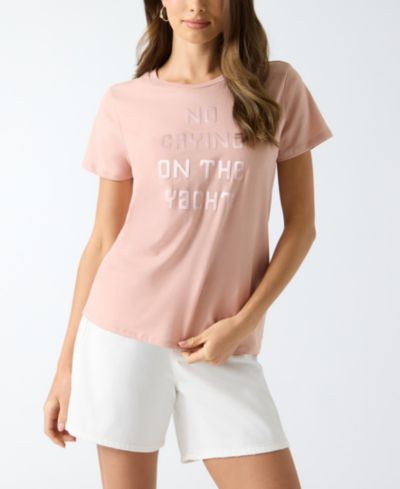 GUESS Women's On the Yacht Short-Sleeve Cotton T-Shirt