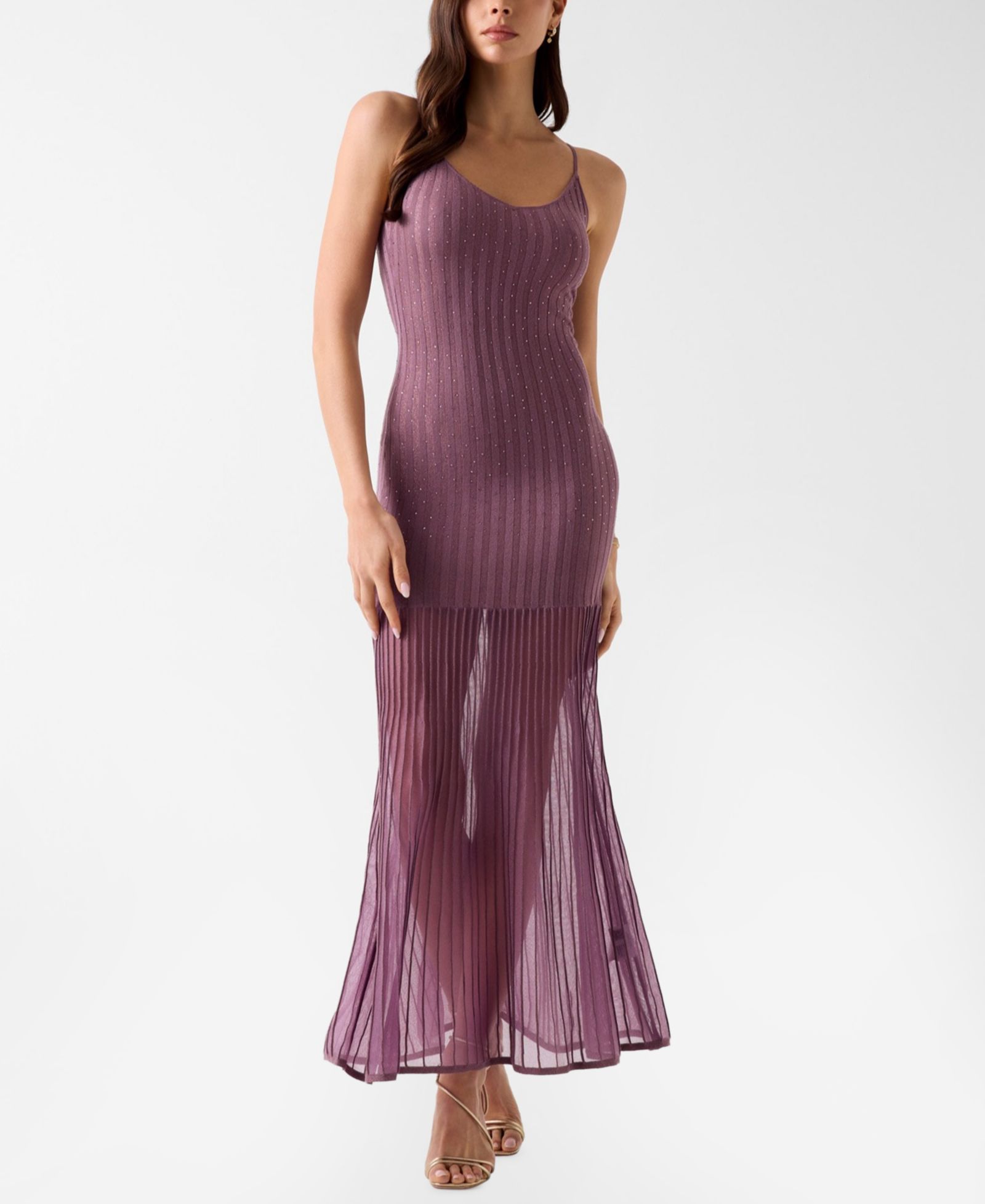 Женское платье GUESS Meena Ribbed Maxi Sheer Sleeveless Skirt