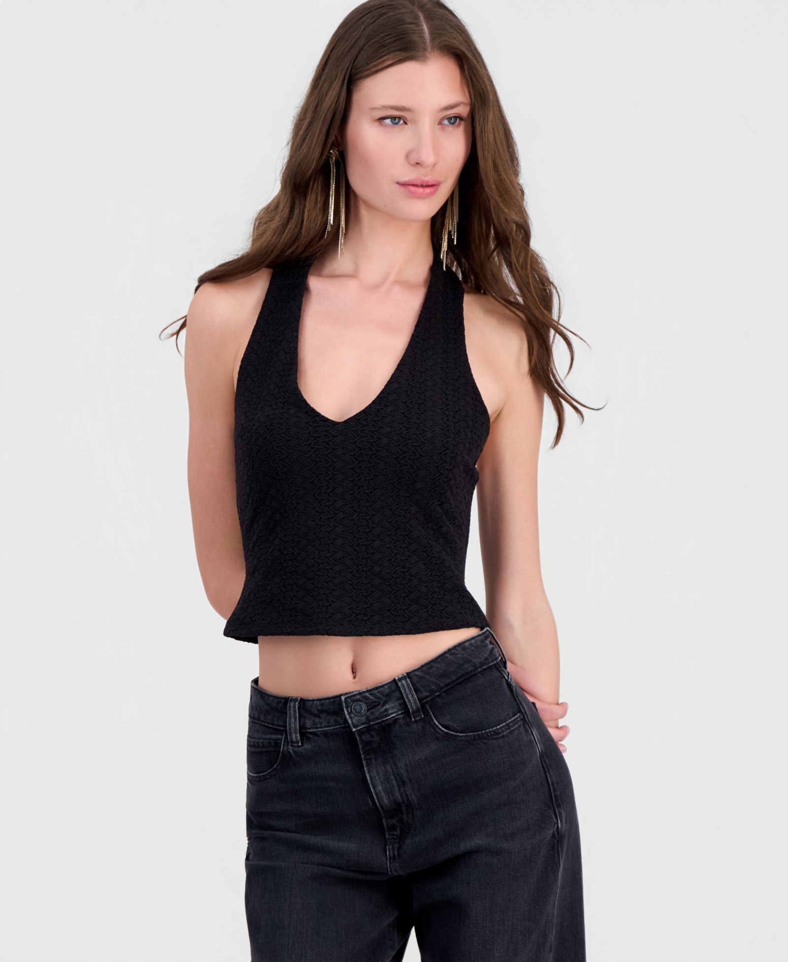 GUESS Women's Joey Textured Halter Top