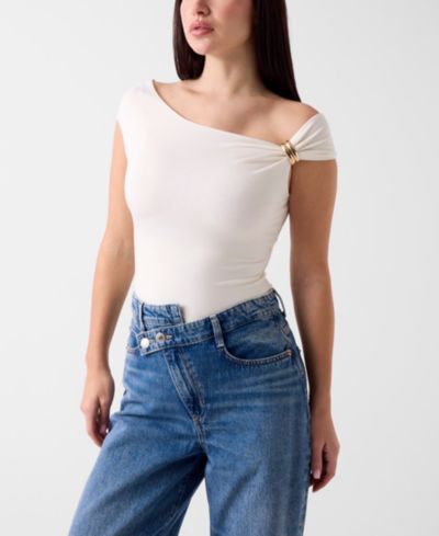 GUESS Women's Suni Short-Sleeve Off-The-Shoulder Top