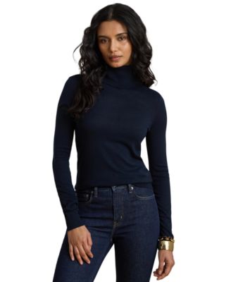 Женский приталенный свитер с высоким воротником из смеси модала и шелка, Lauren Ralph Lauren
