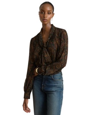 Женская блузка с галстуком-бантом и пейсли от Lauren Ralph Lauren