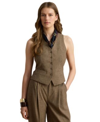 Женский жилет с V-образным вырезом в клетку Glen Plaid Lauren Ralph Lauren