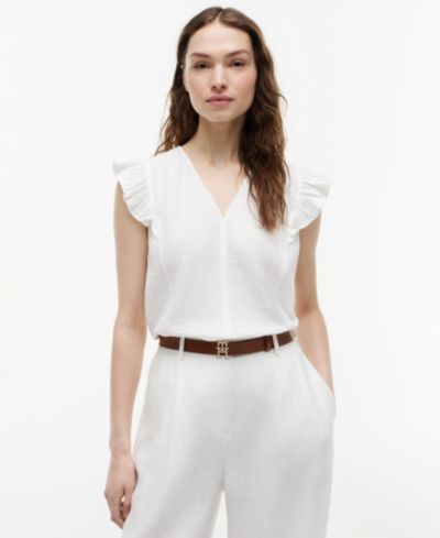 Tommy Hilfiger Women's Flutter-Sleeve V-Neck Blouse