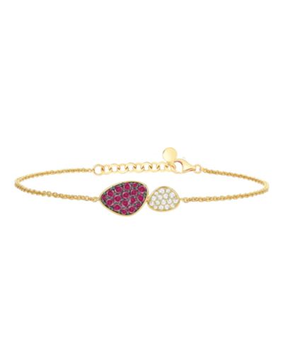 Macy's Lab Grown Ruby (3/4 ct. t.w.) & Lab Grown White Sapphire (1/4 ct. t.w.) Bracelet in 14k Gold Over Sterling Silver (Also Available in Emerald & Sapphire)