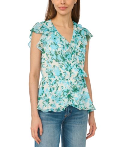CeCe Women's Ruffle Wrap Top