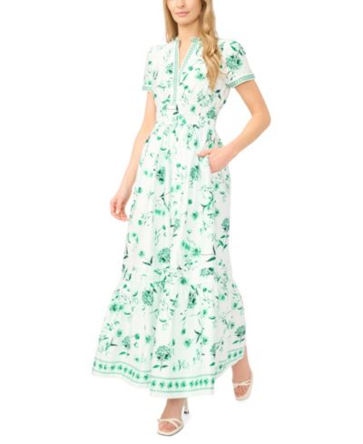 CeCe Women's Short-Sleeve V-Neck Maxi Dress