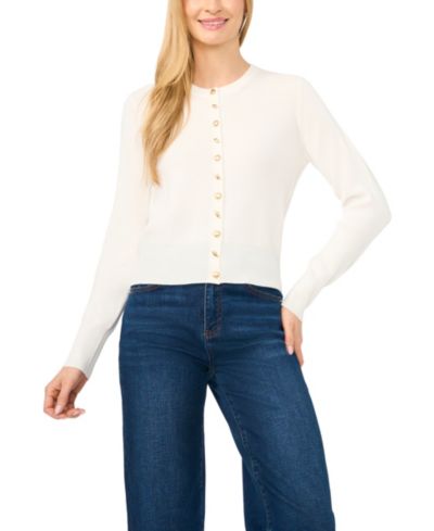 Женский кардиган CeCe Long-Sleeve Crewneck Shell-Button