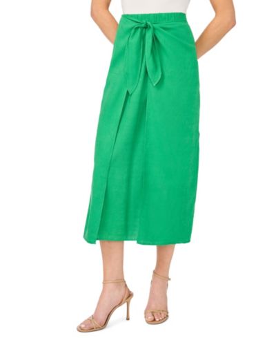 CeCe Women's Wide-Tie Slit Midi Skirt
