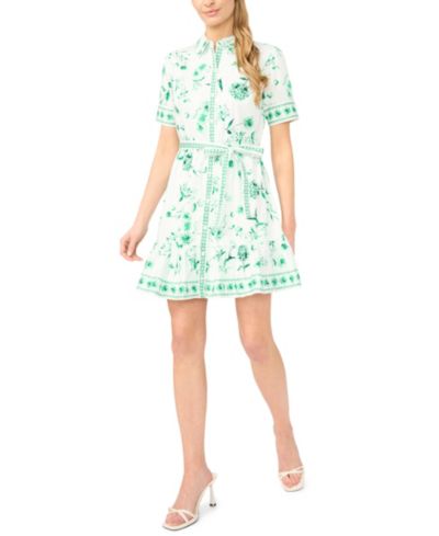CeCe Women's Collared Short-Sleeve Mini Shirt-Dress