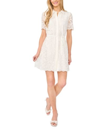 CeCe Women's Short-Sleeve Collared Belted Dress