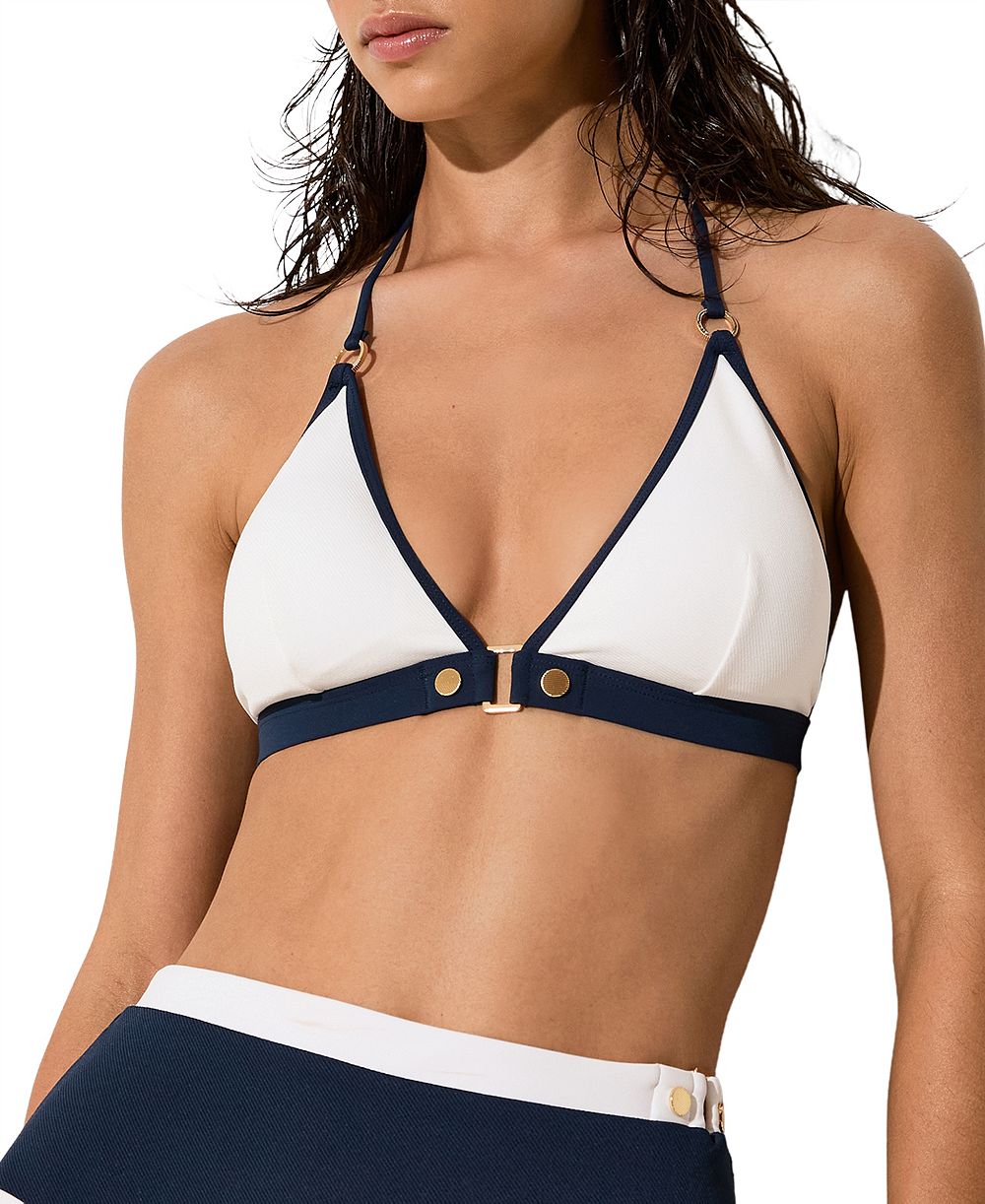 Женский бикини-топ REISS Saskia Contrast Halterneck Triangle