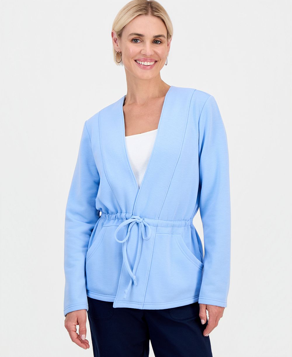 Женский трикотажный жакет Style & Co Petite Luxesoft с завязками на лацкане