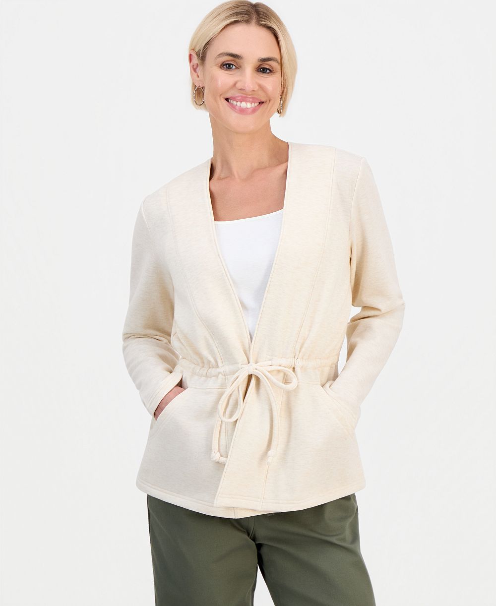 Style & Co Petite LuxLounge Tied-Lapel Knit Jacket, Macy's Exclusive