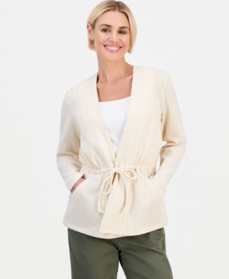 Style & Co Petite LuxLounge Tied-Lapel Knit Jacket, Macy's Exclusive