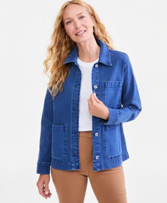Джинсовая куртка Style & Co Petite Isla Wash Utility Long-Sleeve