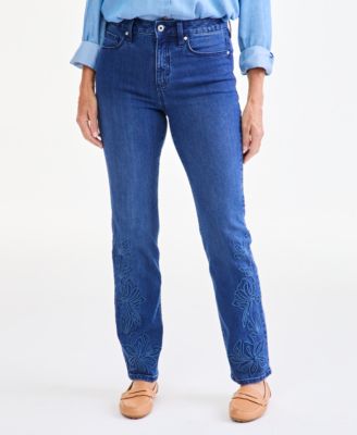 Джинсы Style & Co Petite Isla Wash High-Rise Straight-Leg