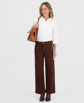 Style & Co Petite High-Waist Wide-Leg Cotton-Blend Pants, Macy's Exclusive