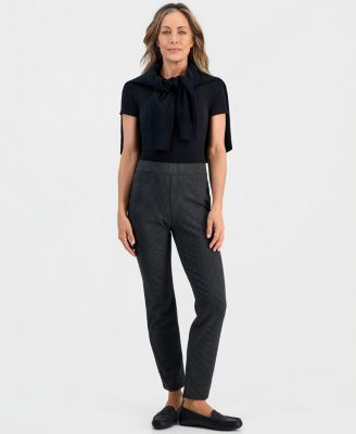 Style & Co брюки Petite Houndstooth-Print High-Rise Pull-On