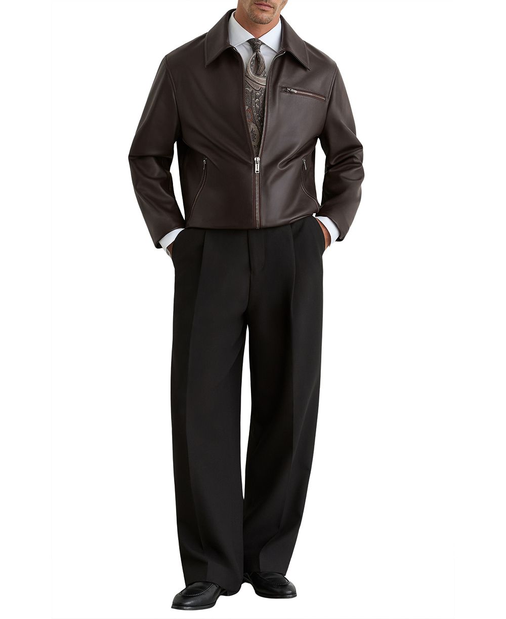 REISS Men's Strader Moto Leather Jacket