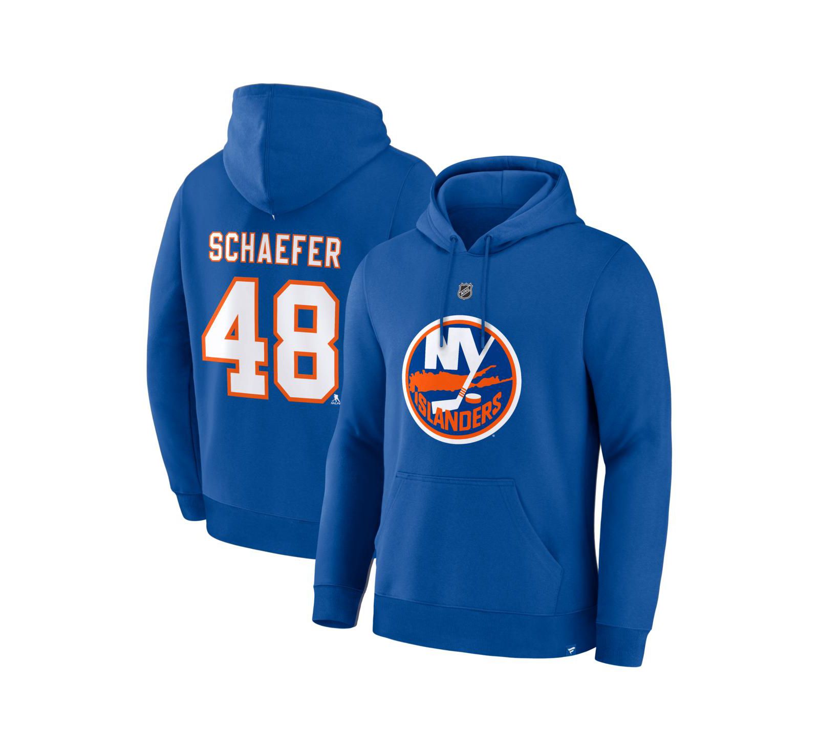 Мужское худи Fanatics Matthew Schaefer Royal New York Islanders Authentic Stack Name & Number