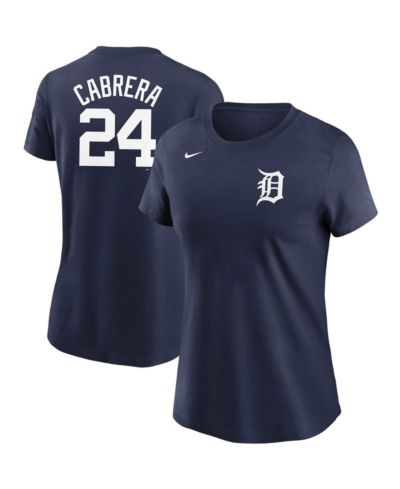 Nike Женская футболка Miguel Cabrera Navy Detroit Tigers с именем и номером