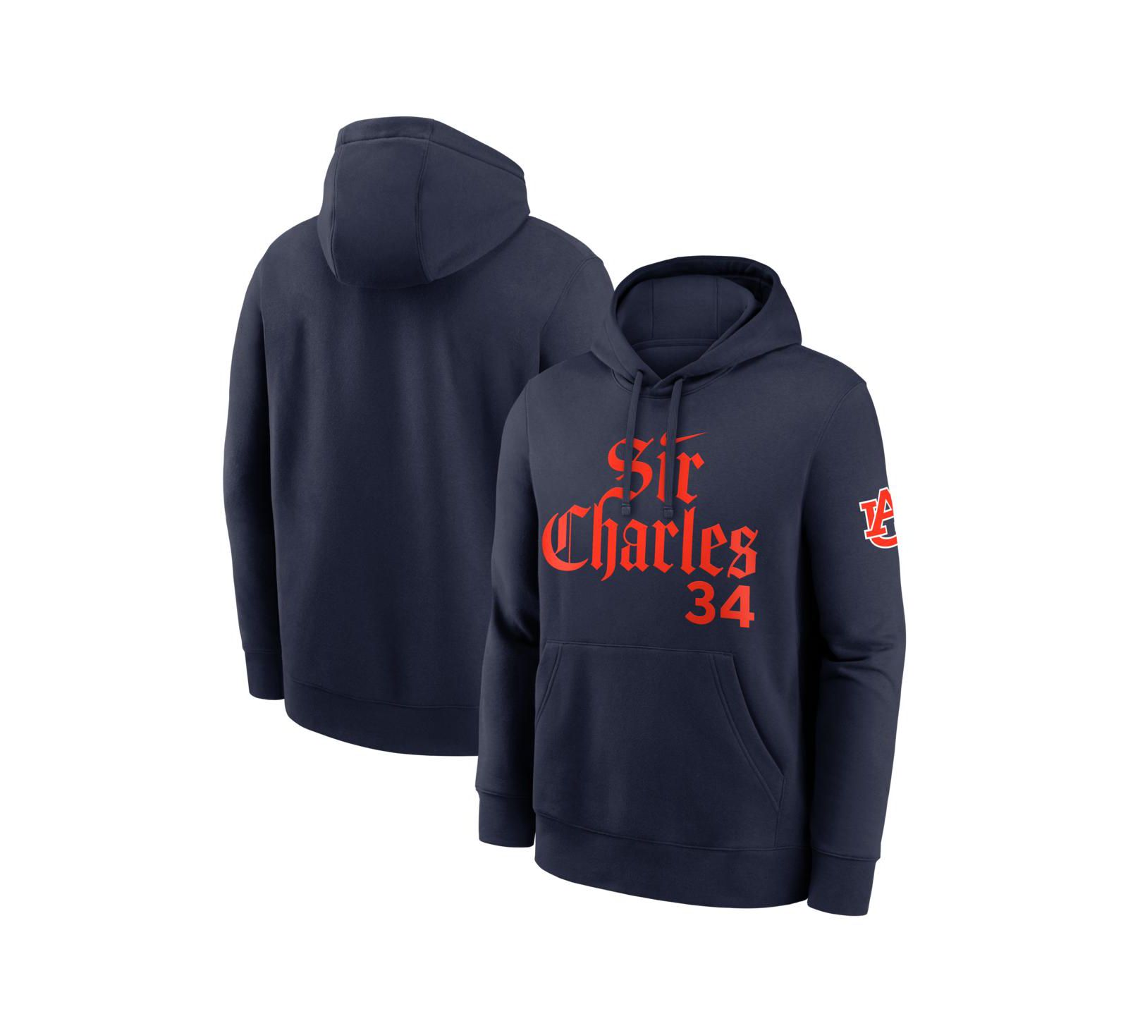Nike Мужское худи Charles Barkley Auburn Tigers, темно-синее, флис