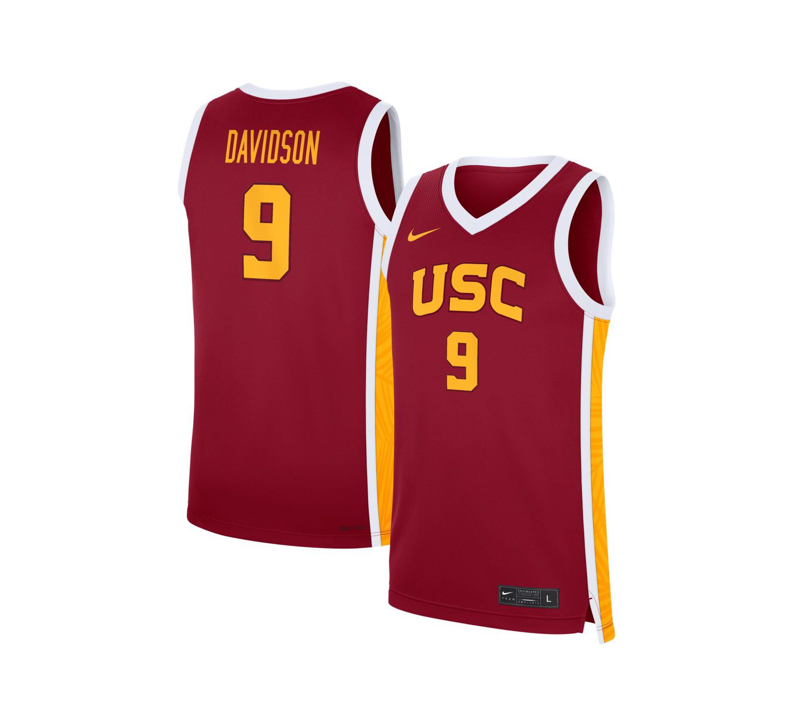 Мужская баскетбольная джерси Nike Jazzy Davidson Cardinal USC Trojans Road Replica