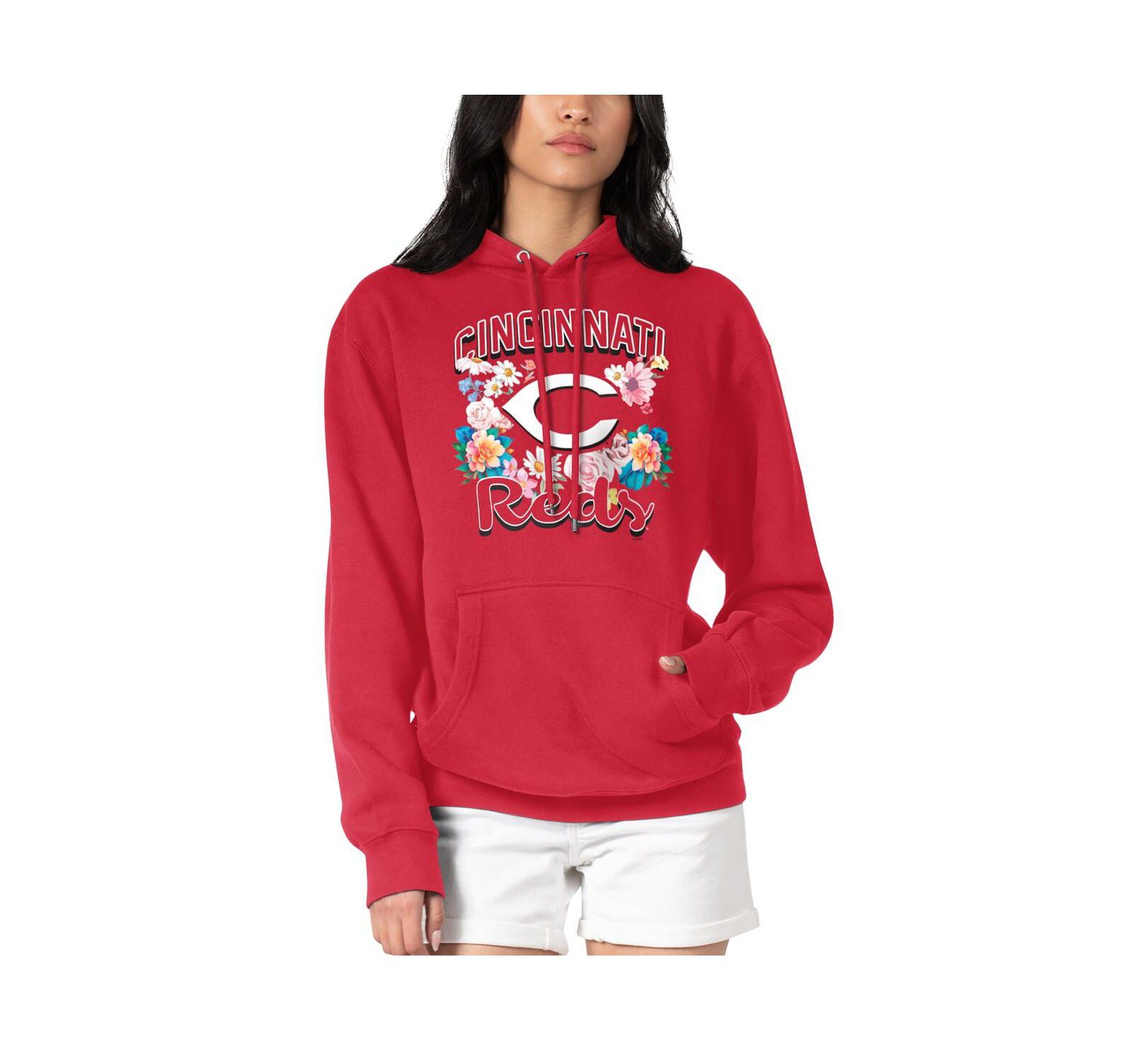 G-III 4Her by Carl Banks Women's Red Cincinnati Reds Flowers Graphic Pullover Hoodie