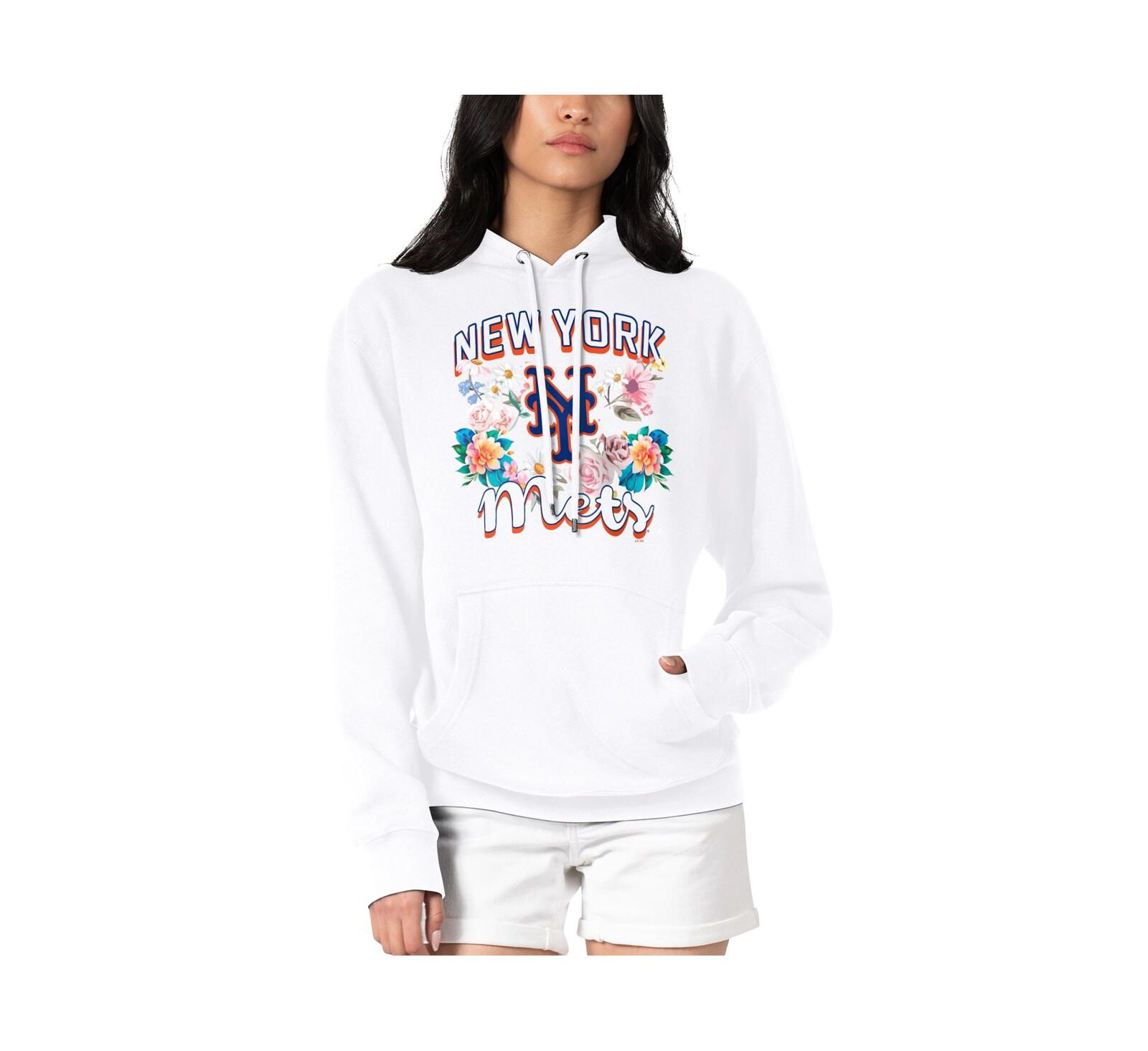 Женское худи G-III 4Her by Carl Banks White New York Mets с графическим принтивом цветов