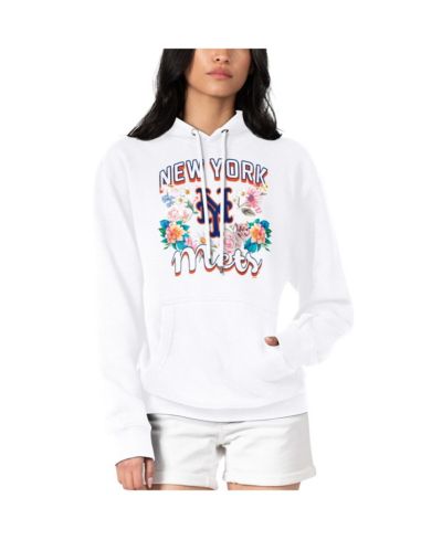 Женское худи G-III 4Her by Carl Banks White New York Mets с графическим принтивом цветов