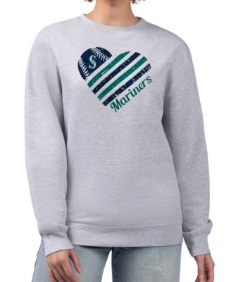G-III 4Her by Carl Banks Women's Heather Gray Seattle Mariners Heart Logo Fleece Pullover Sweatshirt