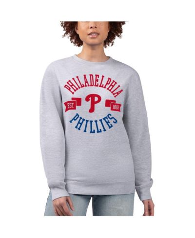 G-III 4Her by Carl Banks Women's Heather Gray Philadelphia Phillies Team Logo Fleece Pullover Sweatshirt