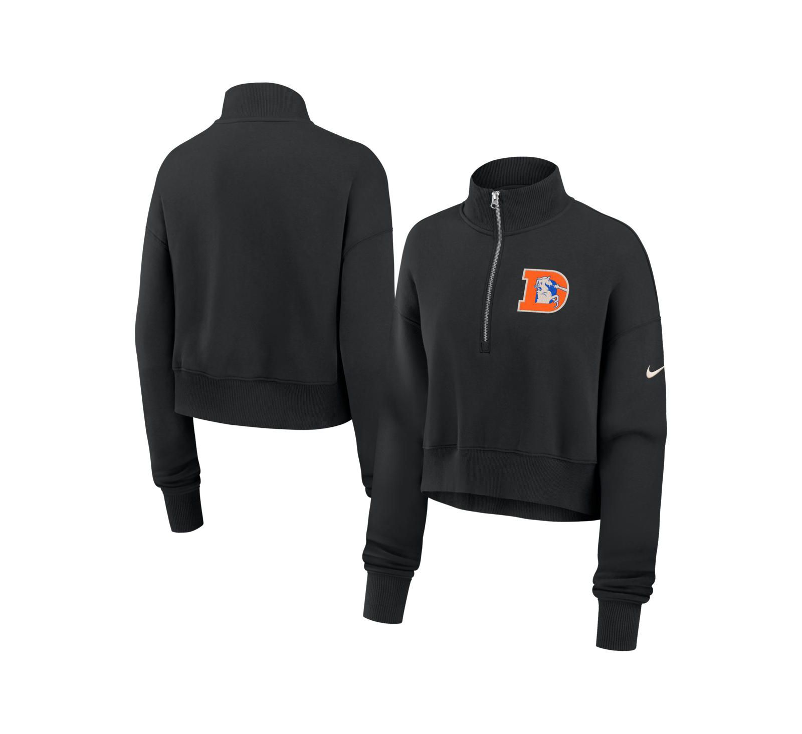 Nike Женская укороченная толстовка Denver Broncos Legacy Phoenix, черная, Half-Zip