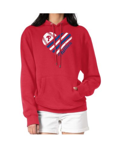 G-III 4Her by Carl Banks Women's Red Philadelphia Phillies Heart Fleece Pullover Hoodie
