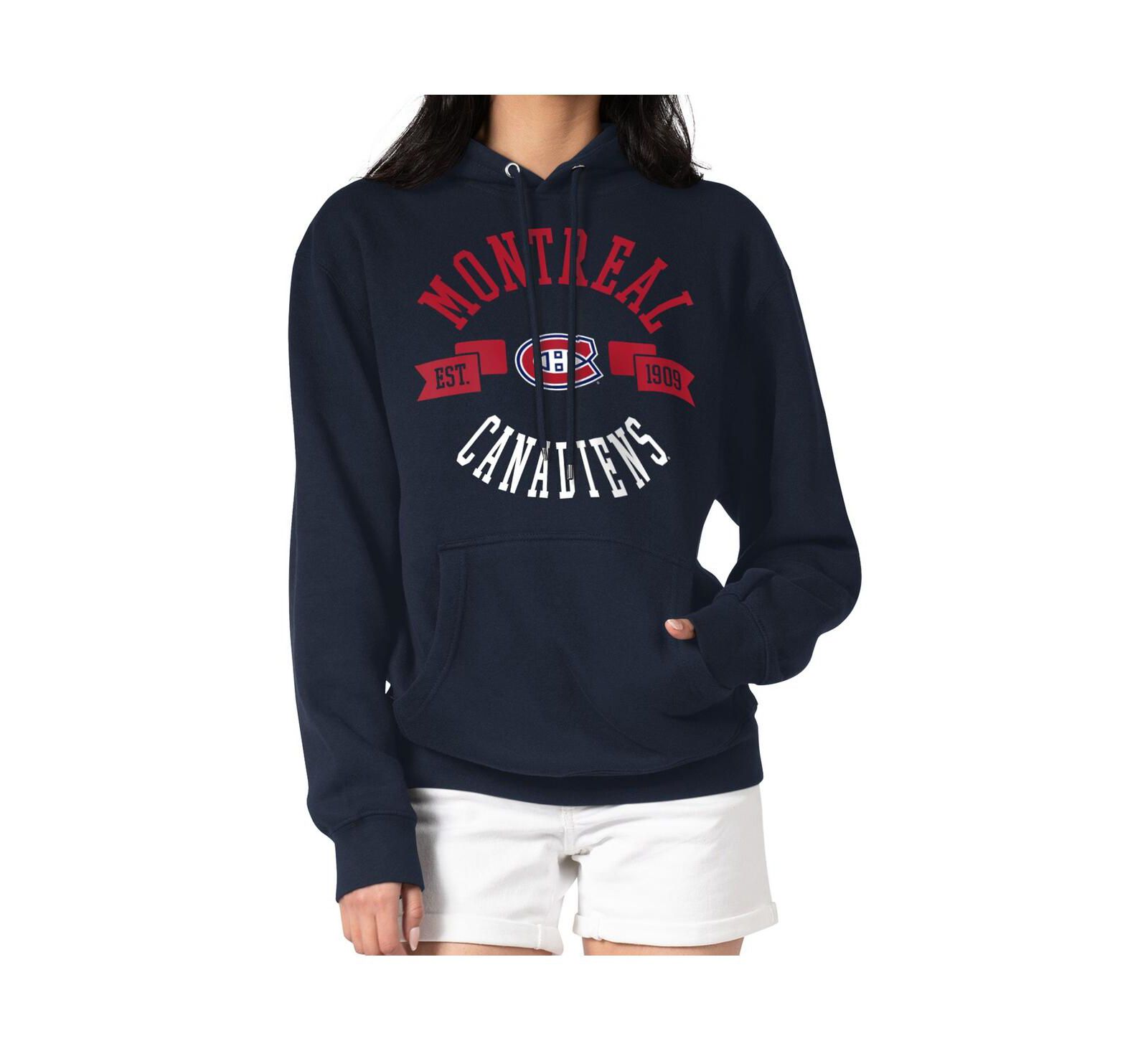 Женский худи G-III 4Her by Carl Banks Navy Montreal Canadiens City Graphic Fleece Pullover