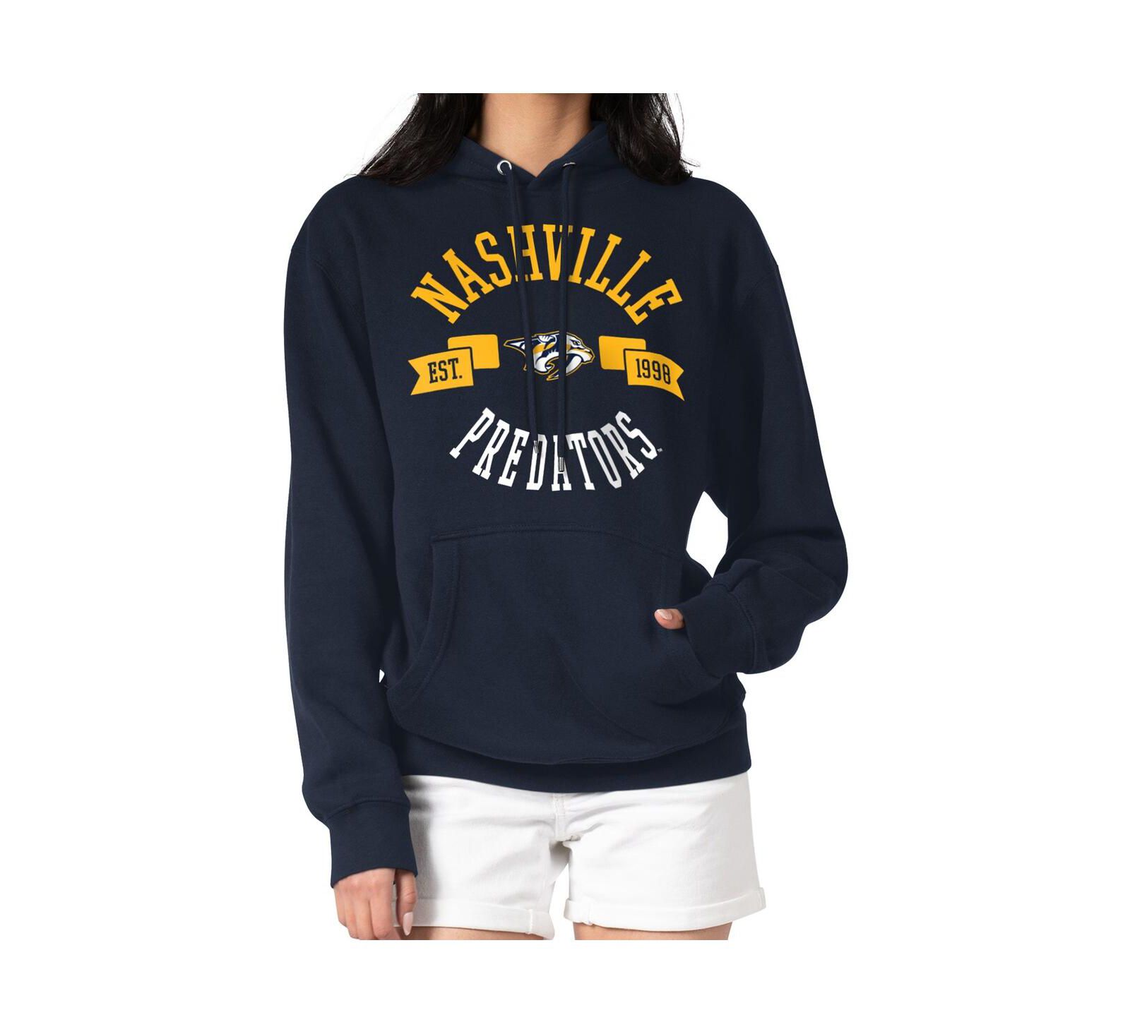 G-III 4Her by Carl Banks Women's Navy Nashville Predators City Graphic Fleece Pullover Hoodie