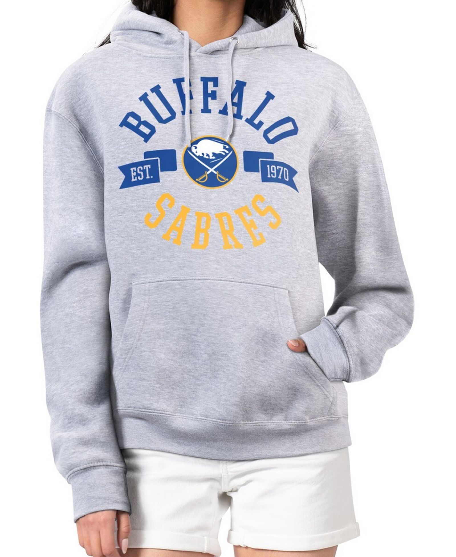 Женское худи G-III 4Her by Carl Banks Heather Gray Buffalo Sabres City Graphic Fleece