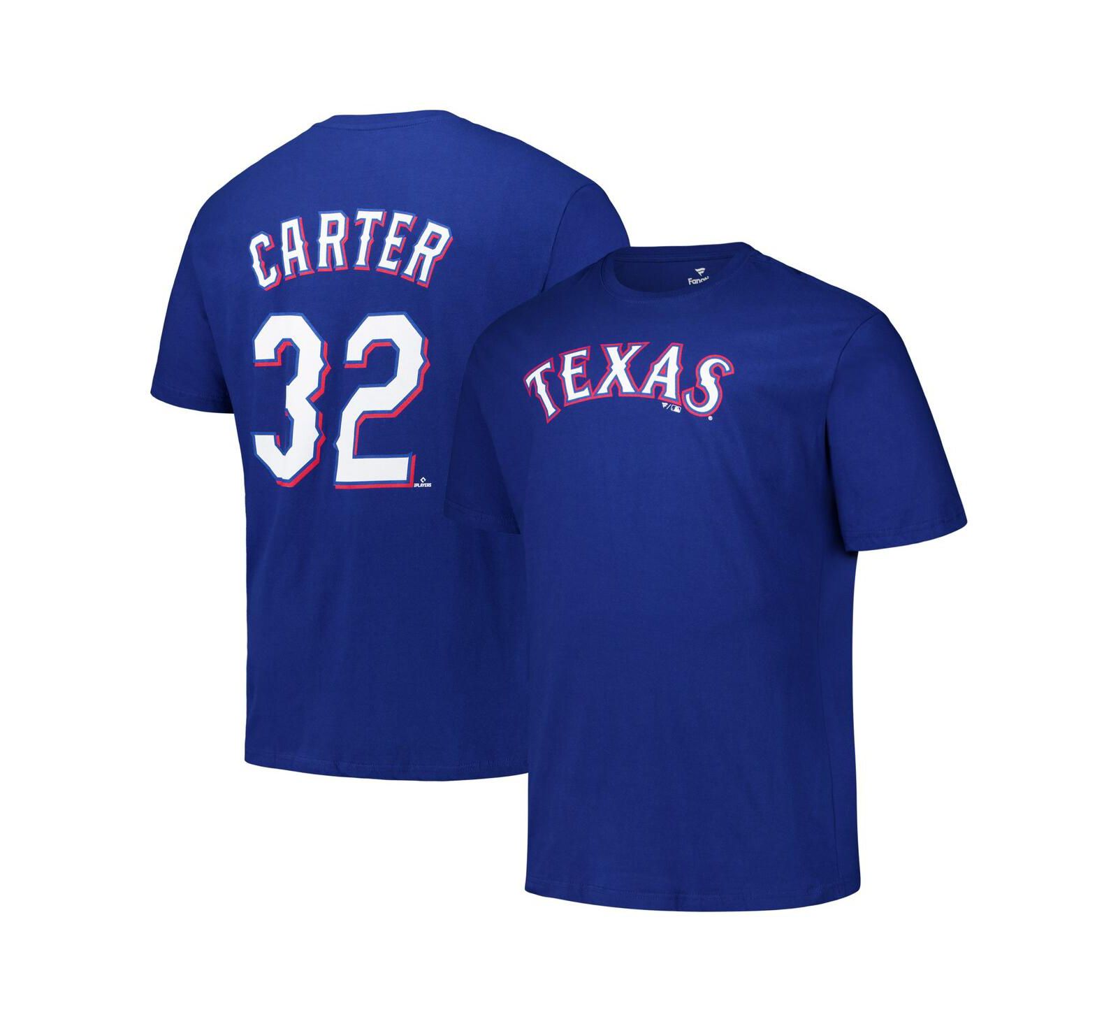Fanatics Men's Evan Carter Royal Texas Rangers Big & Tall Name & Number T-Shirt