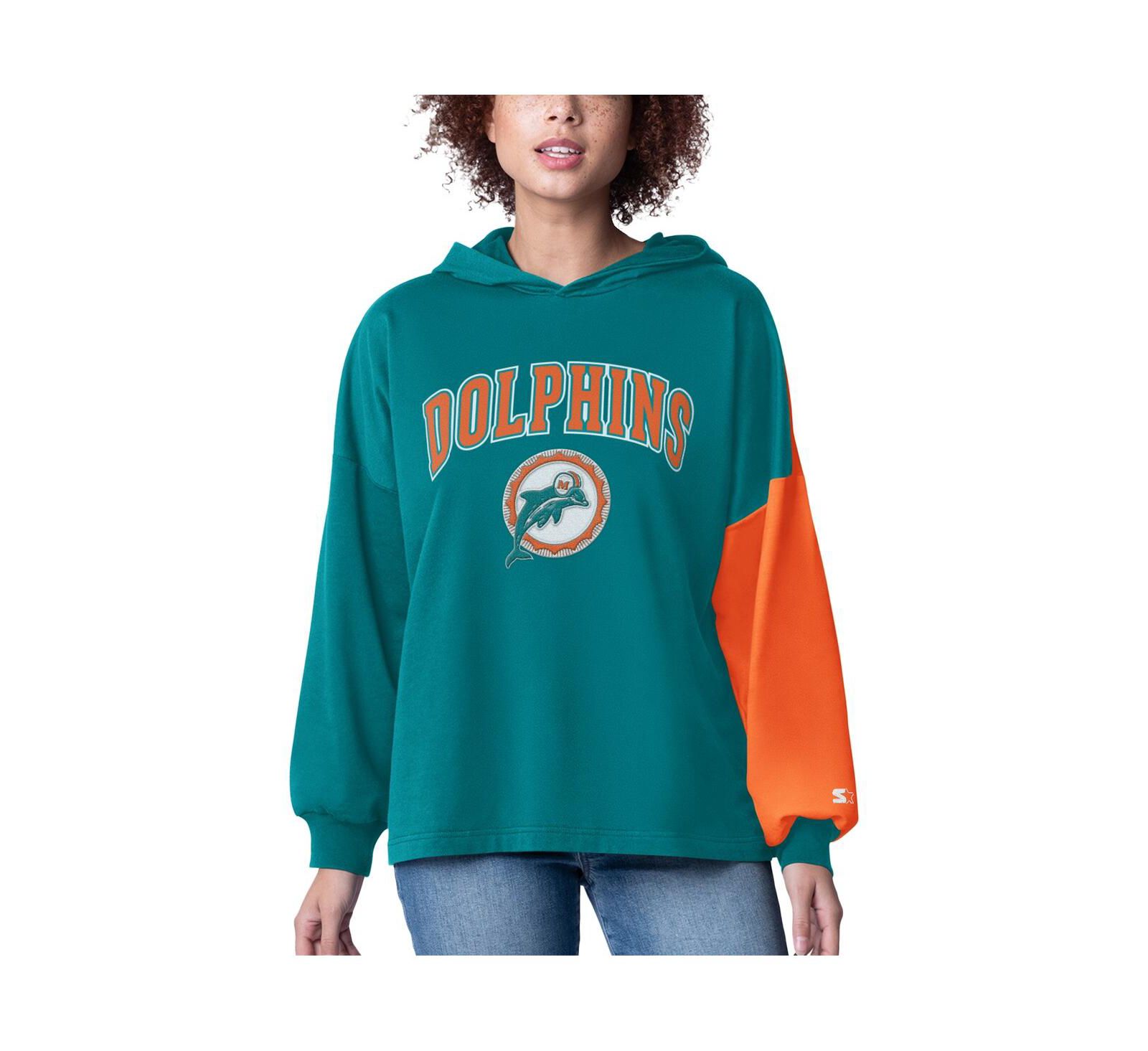Starter Женское худи с длинным рукавом Aqua Miami Dolphins Power Move