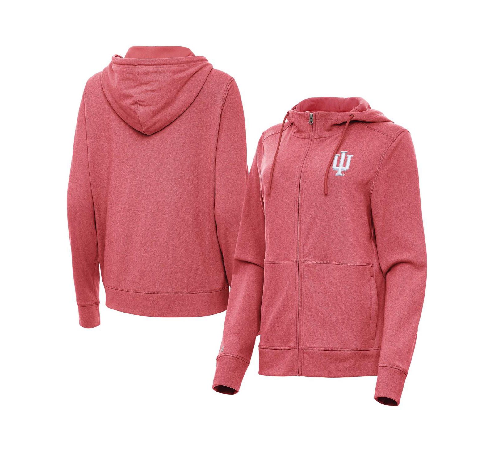 Antigua Women's Heather Crimson Indiana Hoosiers Seeker Full-Zip Hoodie Jacket