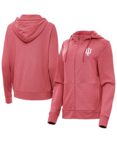 Женская куртка-толстовка Antigua Heather Crimson Indiana Hoosiers Seeker Full-Zip Hoodie