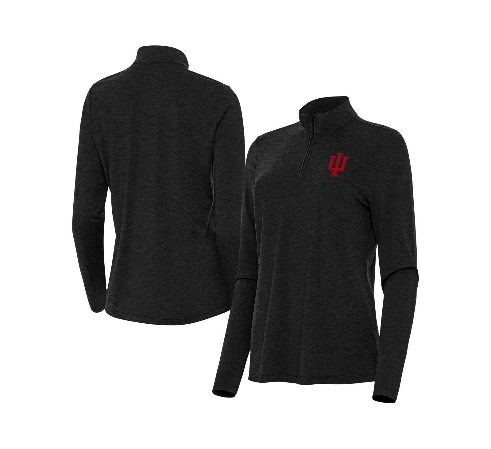 Женская свитшот Antigua Heather Black Indiana Hoosiers Bright Quarter-Zip