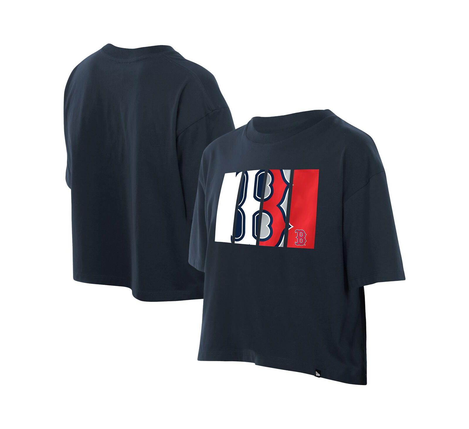 New Era Женский Navy Boston Red Sox Boxy Foil Logo T-Shirt