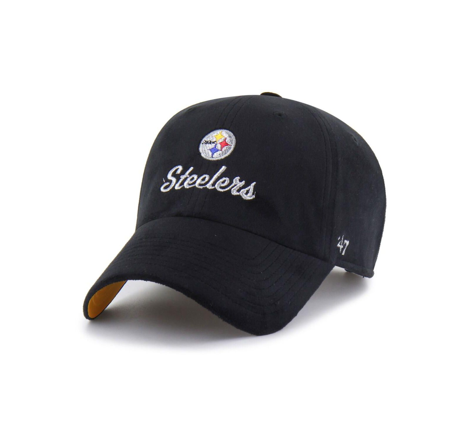 Женская кепка '47 Brand Black Pittsburgh Steelers Spirited Clean Up Adjustable Hat