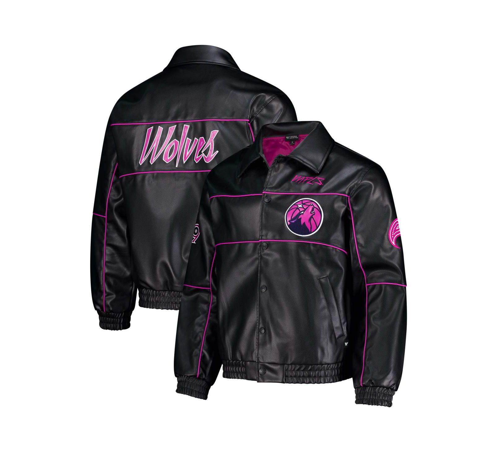The Wild Collective Men's and Women's Black Minnesota Timberwolves City Edition Full-Snap Jacket