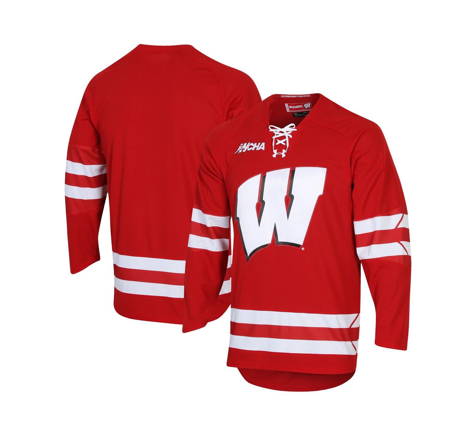Мужская хоккейная джерси Under Armour Red Wisconsin Badgers Replica