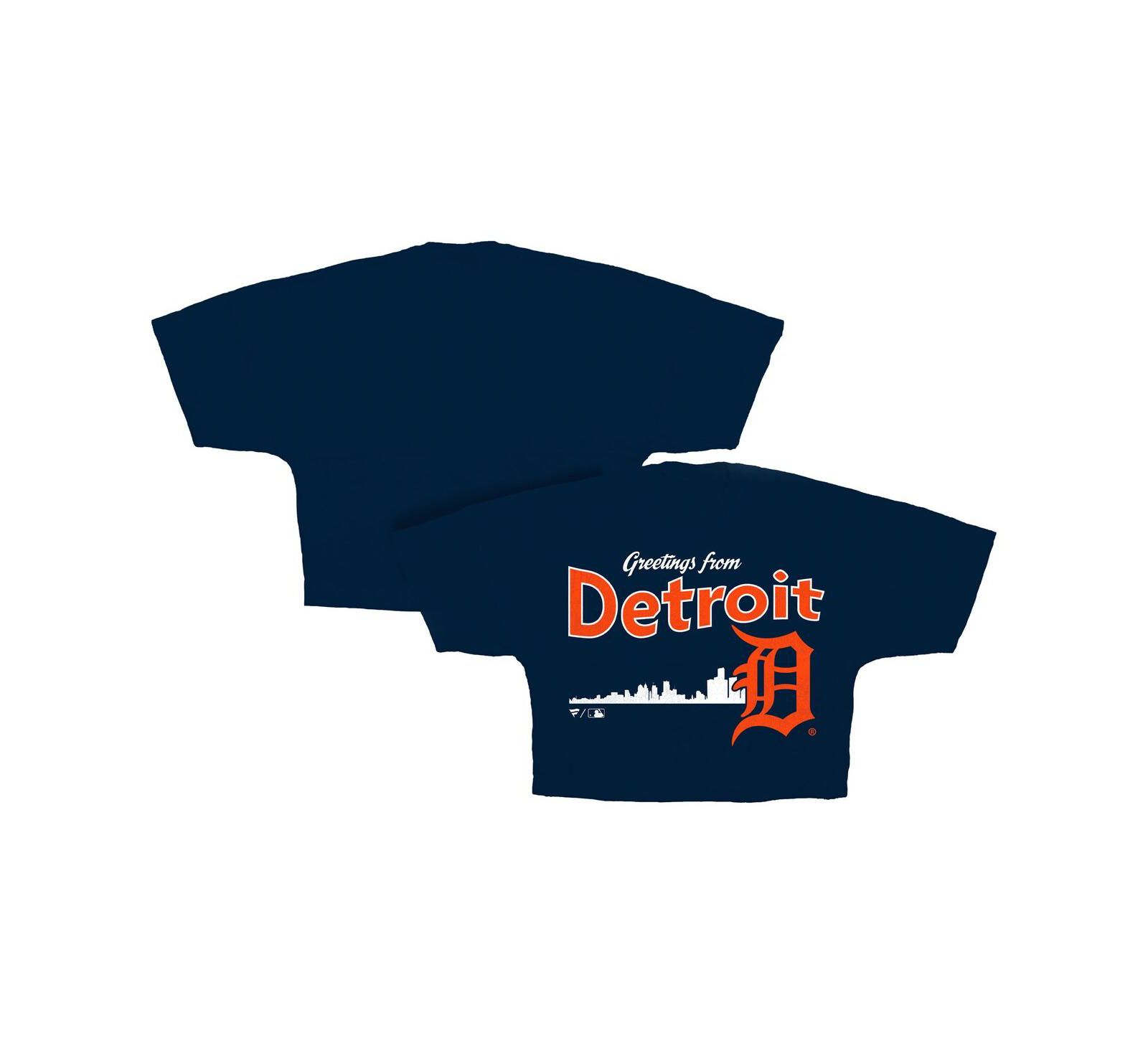 Женская укороченная футболка Fanatics Detroit Tigers Skyline, темно-синяя