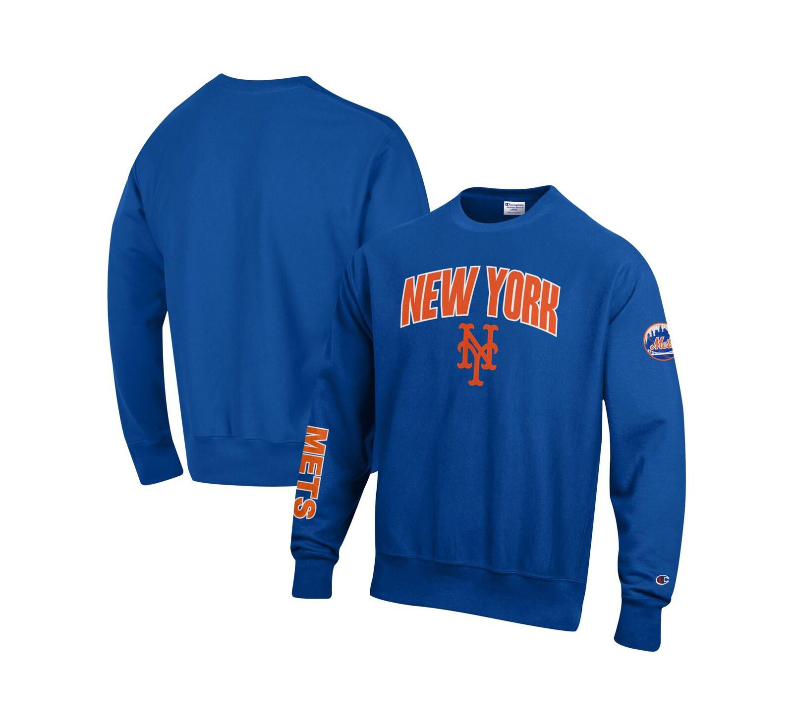 Champion Мужское свитшот Reverse Weave Chenille, New York Mets, королевский синий