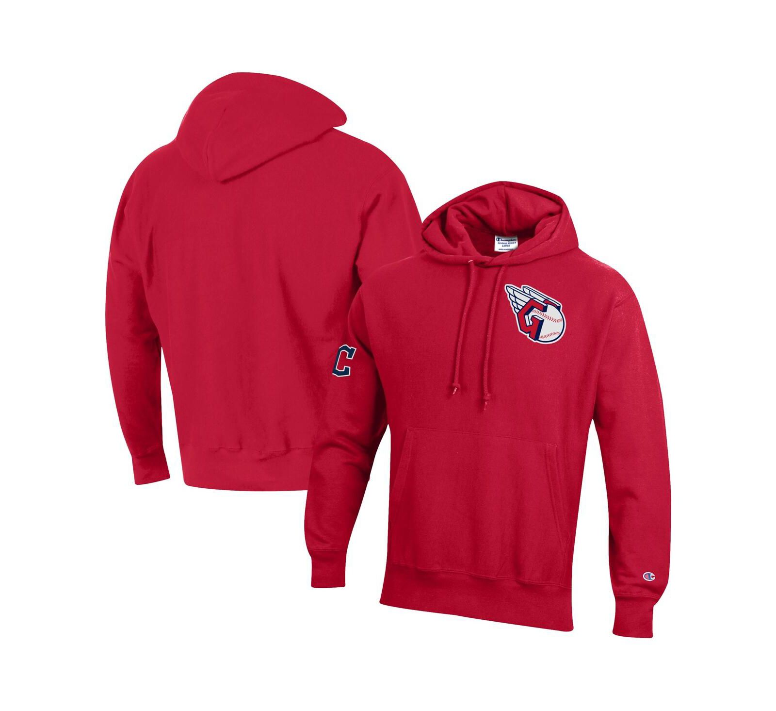 Мужское худи Champion Scarlet Cleveland Guardians Reverse Weave Chenille